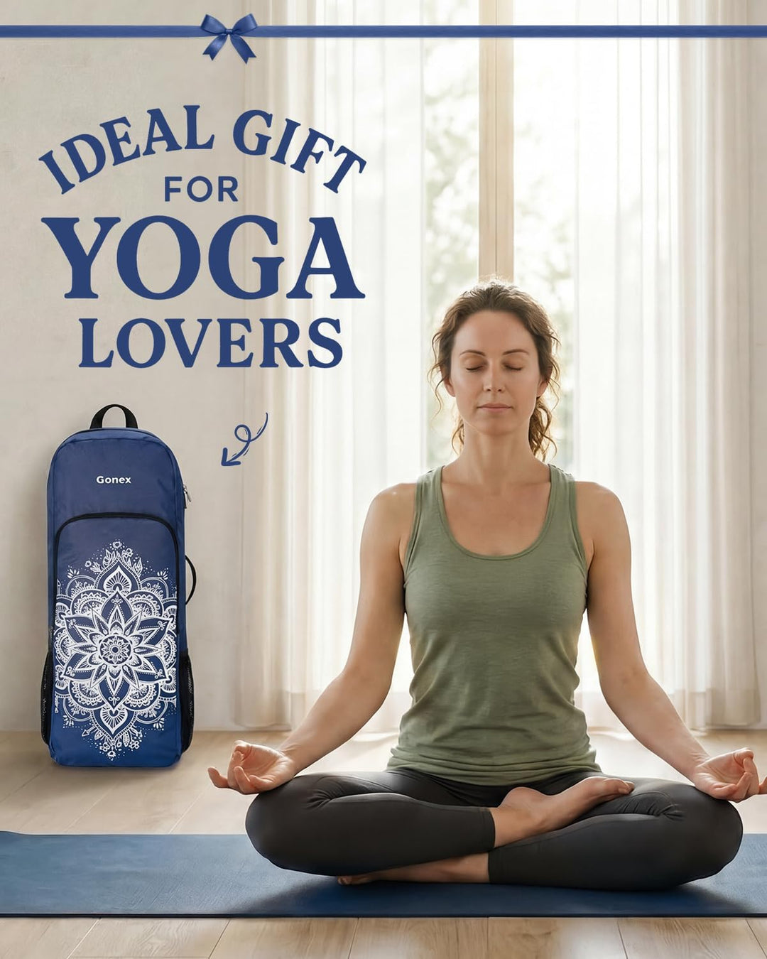 Gonex Yogatasche, Yoga-Rucksack mit Wasserdichter Tasche und Metallreissverschluss, Passend für Matt