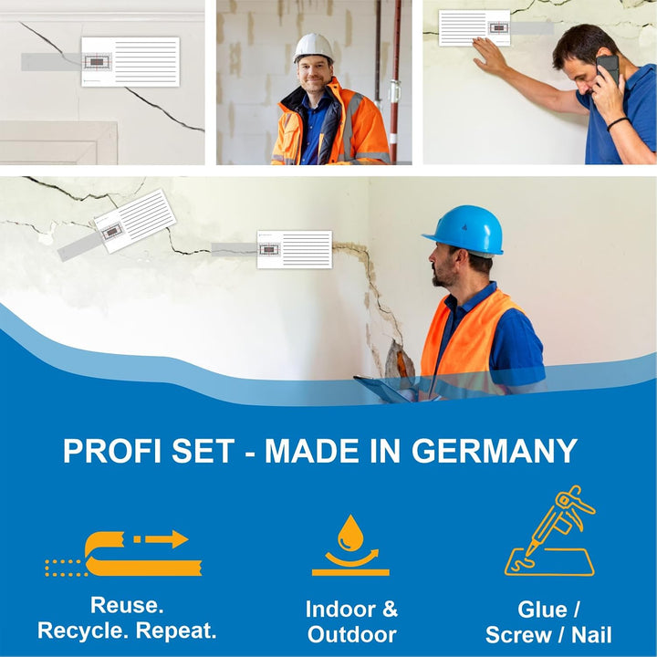 Sachverständigen-Zubehör® Rissmonitor als [Profi Messgerät] 2er Set | transparente Messlehre | Spalt