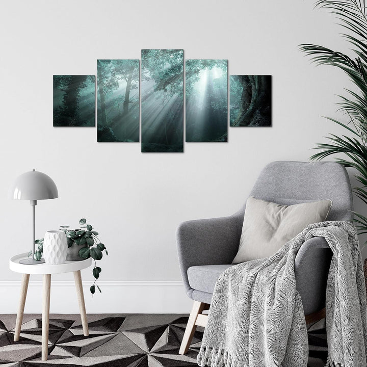 Runa Art Wandbilder Wald Landschaft 5 Teilig Bild auf Vlies Leinwand Deko Schlafzimmer Wohnzimmer So