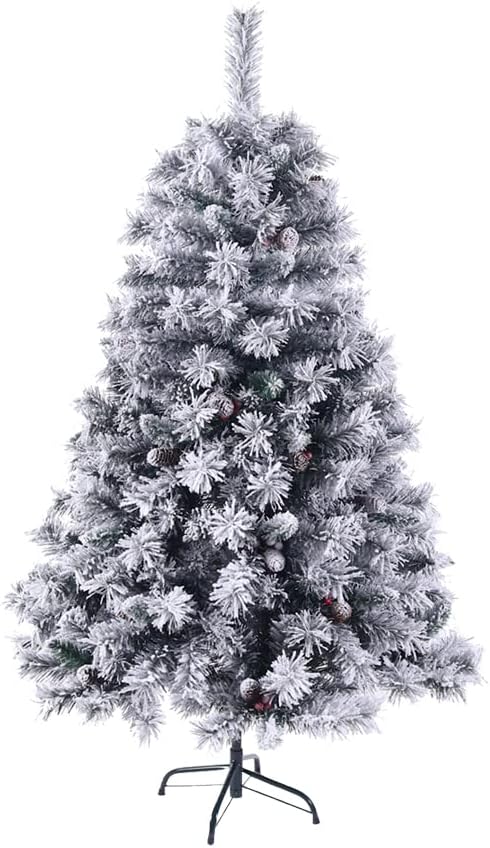 SVITA Künstlicher Weihnachtsbaum 150cm Weiss klappbar mit 371 Zweig-Spitzen inkl. Metall Ständer Chr
