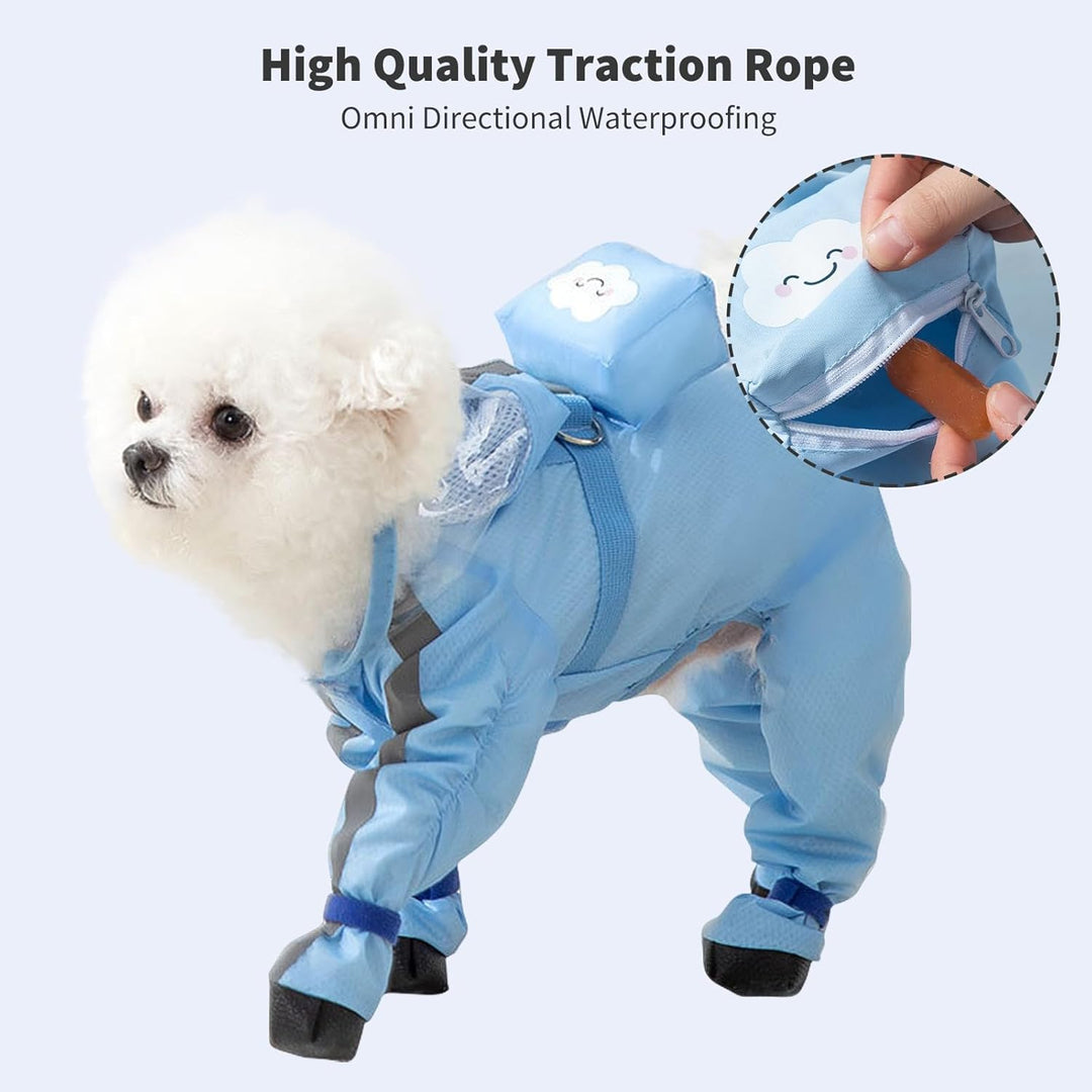 PETCUTE Hund Regenmantel,wasserdichte Hunde-Regenjacke mit Kapuze,Verstellbare Vierbeiner Hunderegen