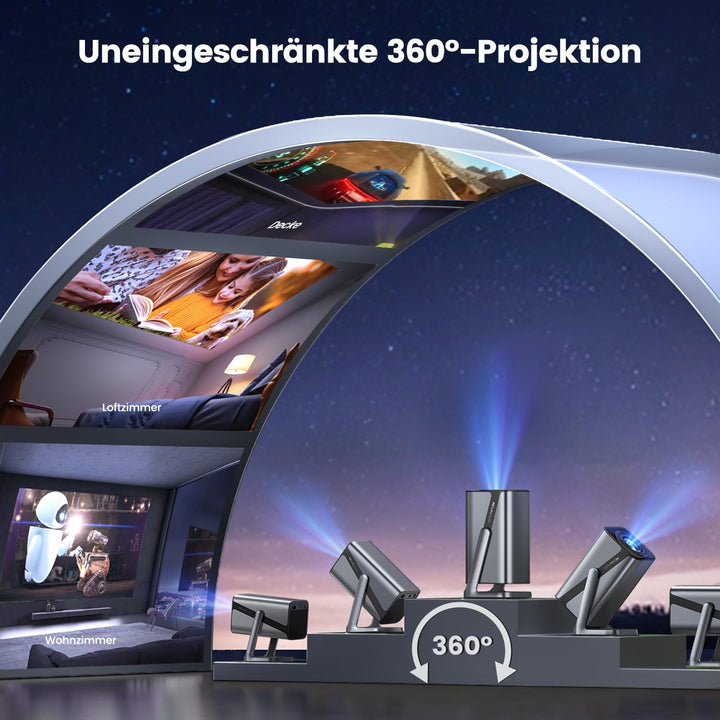 Mini Beamer 4K [Kompatibel mit Netflix|Dolby Audio] 600ANSI Smart Beamer Full HD 1080P Auto Fokus Au