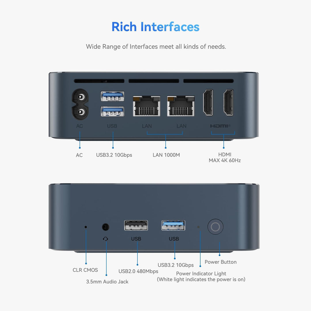TRIGKEY Neuer Twin Lake N150 Mini Host (bis zu 3,60 GHz) PC 11 Pro, 16 GB DDR4 500 GB M.2 SATA SSD,