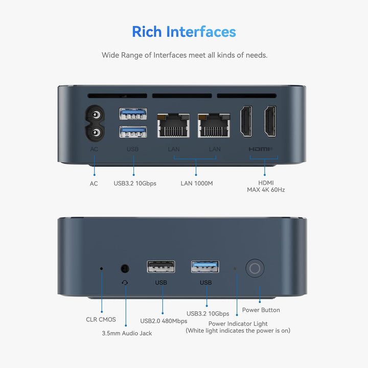 TRIGKEY Neuer Twin Lake N150 Mini Host (bis zu 3,60 GHz) PC 11 Pro, 16 GB DDR4 500 GB M.2 SATA SSD,