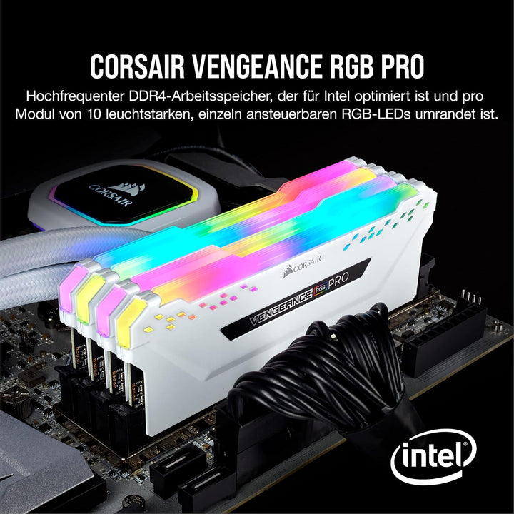 Corsair RGB PRO 16-GB DDR4 3200 MHz C16 XMP 2.0 Enthusiast RGB LED-Beleuchtung Speicherkit, Weiss, 2