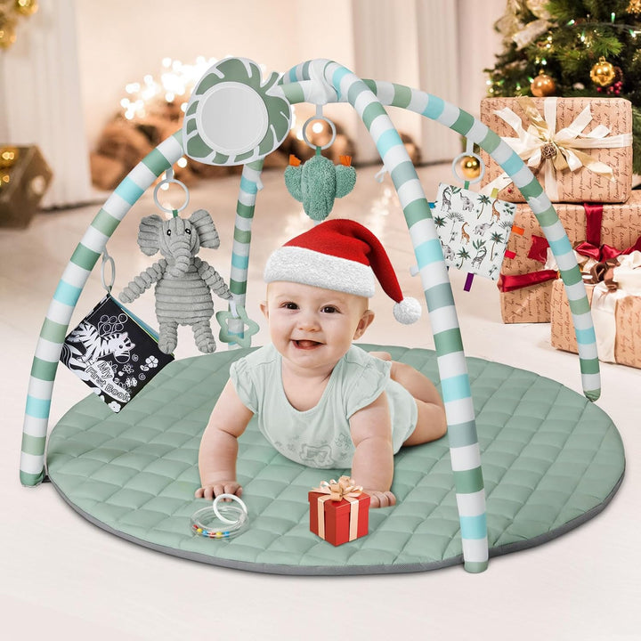 Blissful Diary Spielbogen Baby, Spieldecke Baby Gym Activity Decke mit 6 Abnehmbare Spielzeuge, krab