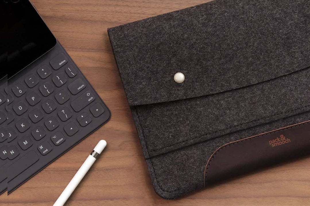 Pack & Smooch Für iPad Pro 10.5"/ iPad 10.2" Hülle Sleeve Case 100% Wollfilz Pflanzlich Gegerbtes Le