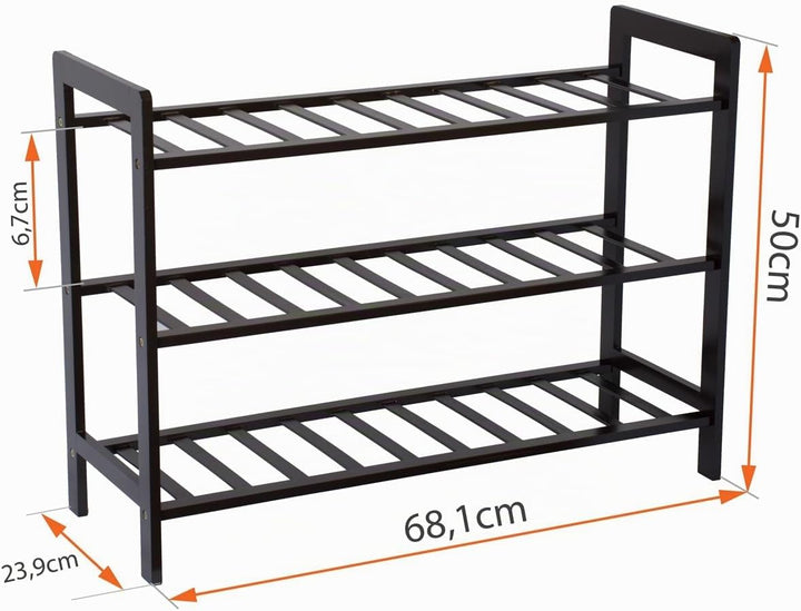 diMio Bambus Schuhregal mit 3 Ebenen (Espresso), Espresso