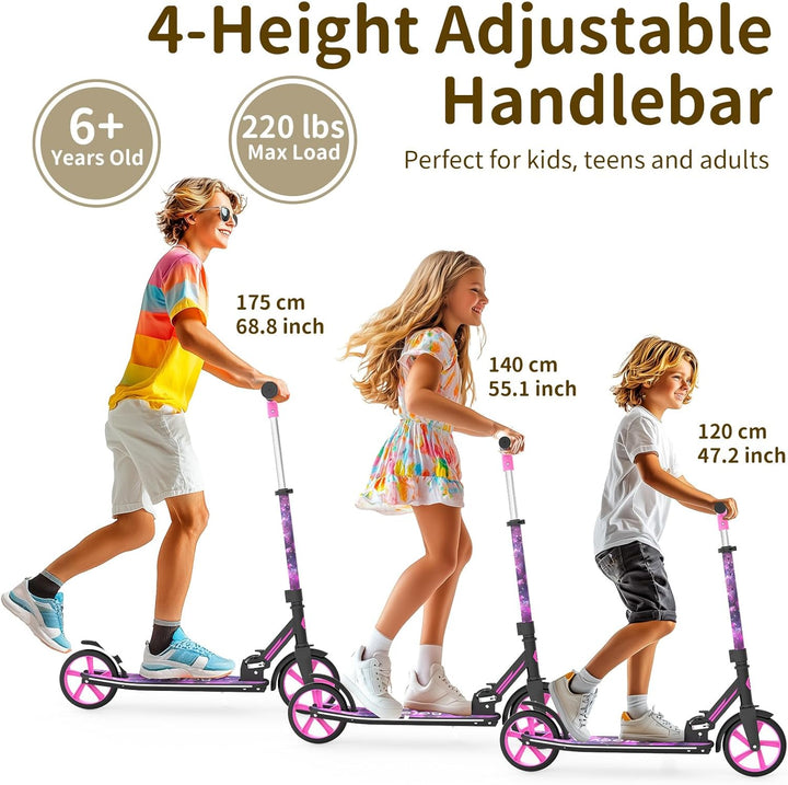 BELEEV V9 Big Wheel Scooter mit LED Leuchtet Lenker & Deck, Roller Kinder 6 Jahre mit Höhenverstellb