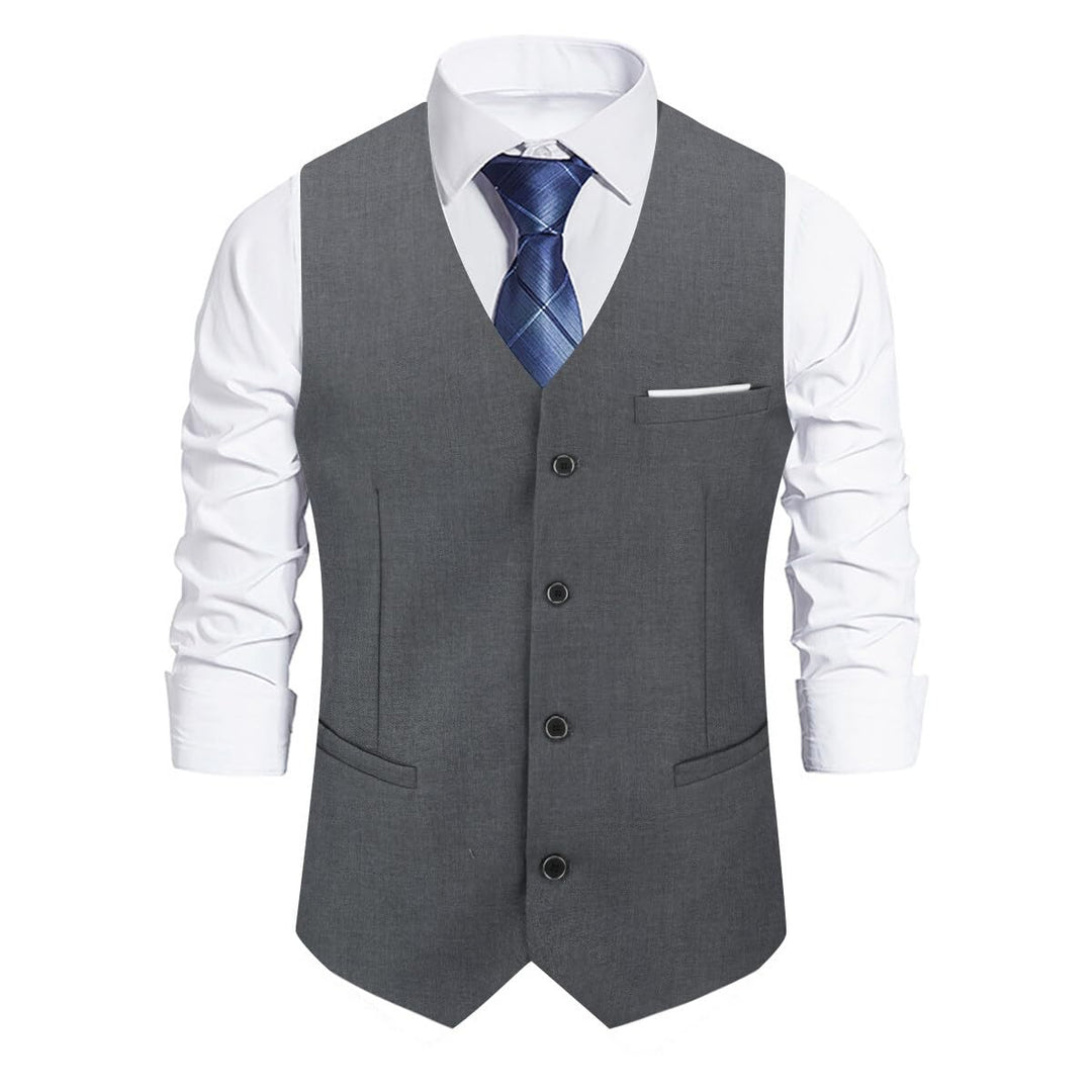 Allthemen Herren Weste Slim fit V Ausschnitt Anzugweste Ärmellose Westen für Business Hochzeit XS 