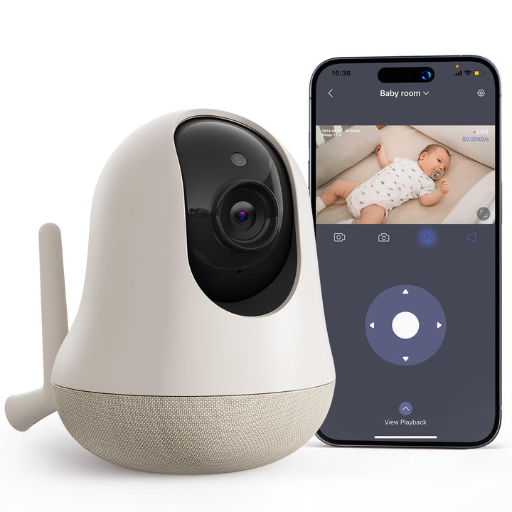 Nooie 2K Babyphone mit lokalem Speicher-Babyphone mit Weinerkennung, KI-Bewegungsverfolgung, Super-I