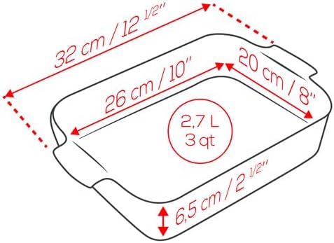 PEUGEOT - Rechteckige Auflaufform aus Keramik - 32 cm x 21,7 cm x 7,2 cm - Fassungsvermögen: 2,7 L -