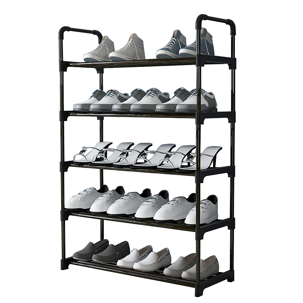Schuhregal mit 5 Ebenen, Schuhständer aus Metall, Schuhaufbewahrung, Schuh-Organizer für 12 Paar,sta