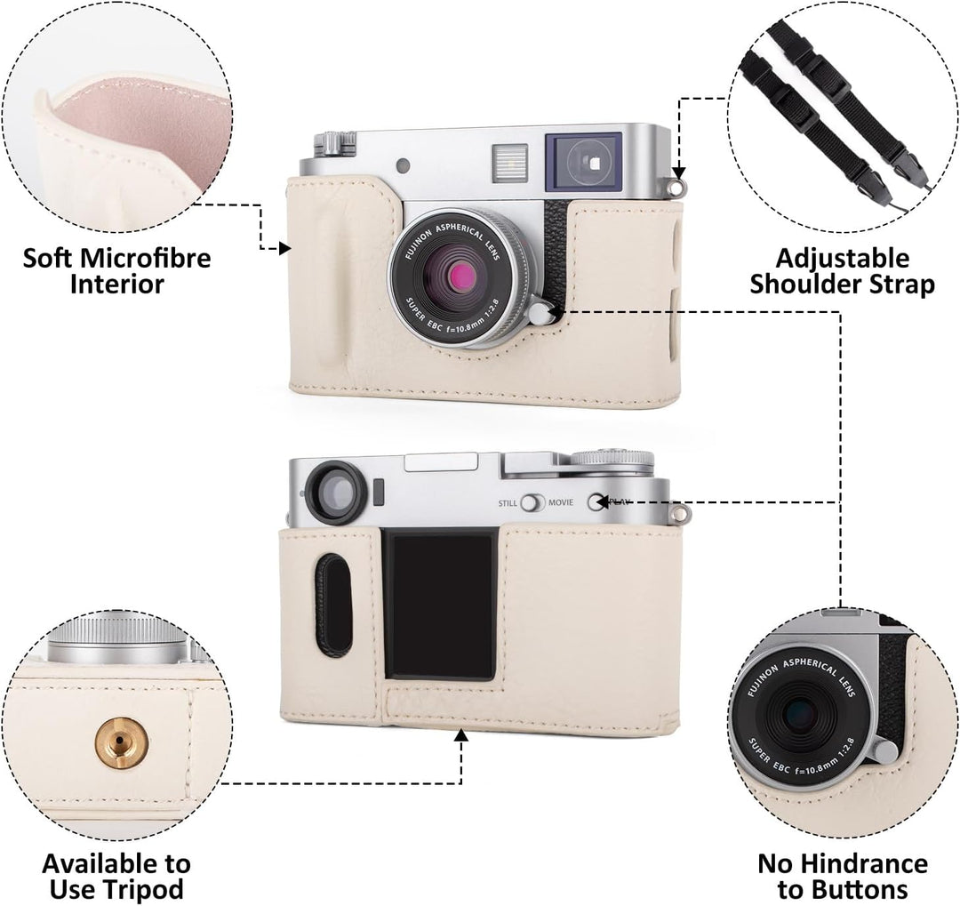 Rieibi x-Half/X-HF1 Case PU Leder Kameratasche für Fujifilm X Half Mirrorless Kamera Schutzhülle mit