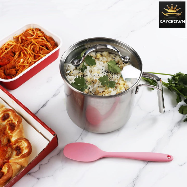 Edelstahl-Kochtopf mit Glasdeckel, Mehrzweck-Saucenpfanne mit Siebdeckel und Ausgiesser zum Kochen v