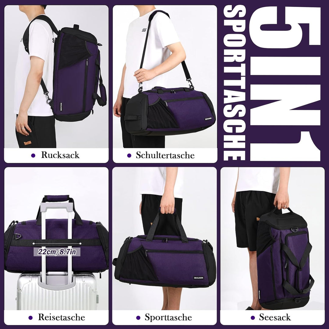Sporttasche Herren 40L Gross Sporttaschen Reiserucksack Mehrere Taschen Rucksack mit Schuhfach Nassf