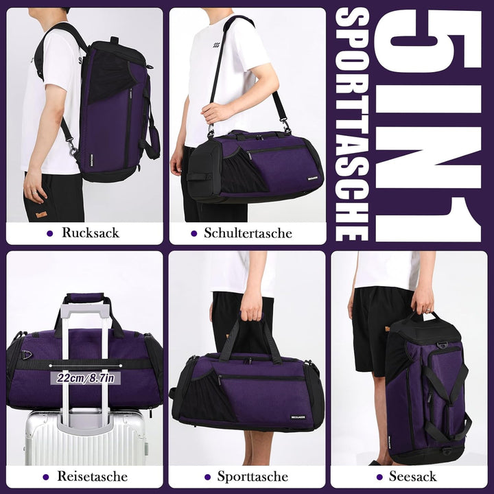 Sporttasche Herren 40L Gross Sporttaschen Reiserucksack Mehrere Taschen Rucksack mit Schuhfach Nassf