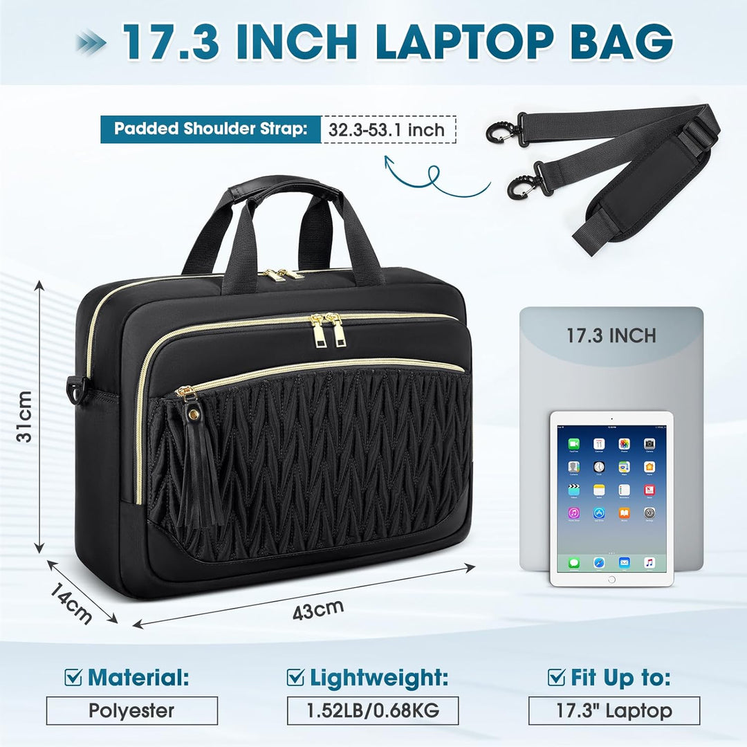 RAINSMORE Laptoptasche 17,3 Zoll für Damen Aktentasche Wasserdichte Arbeitstasche Grosse Lehrertasch