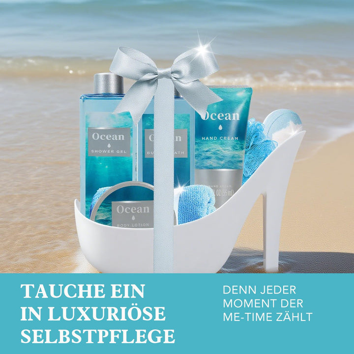 SPA LUXETIQUE Damen Bad Geschenkset -8tlg Ozeanduft Geschenkset mit Duschgel, Handcreme, Schaumbad,