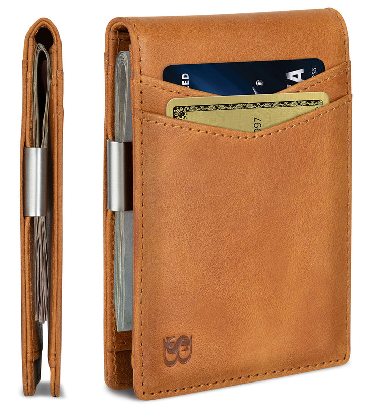 SERMAN Brands börse mit Klammer â€“ Herren-Geldbörsen, schmale Vordertasche, RFID-blockierender Kart