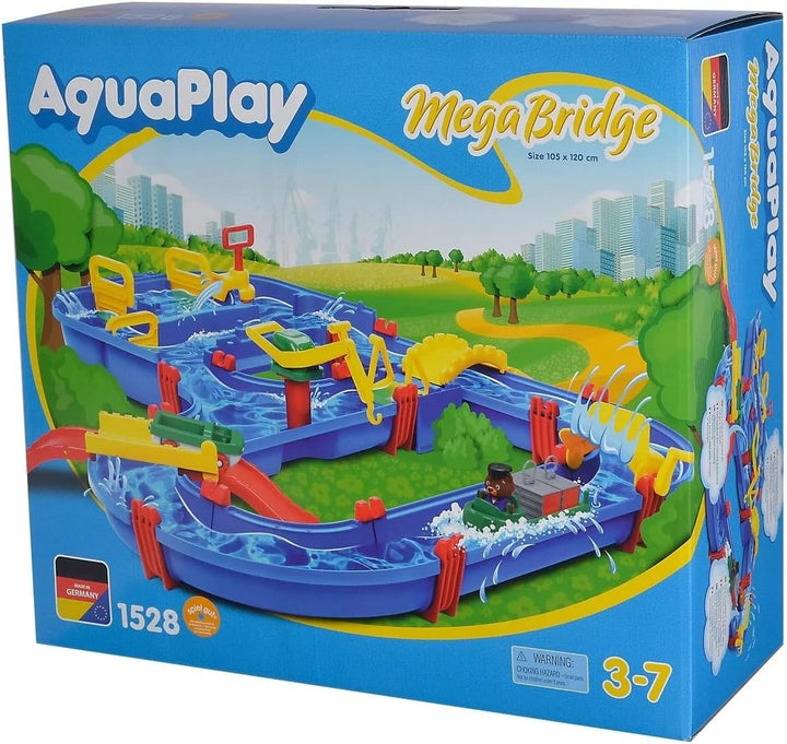 AquaPlay - MegaBridge - Wasserbahnset mit 3 Spielstationen und 49 Teilen, inklusive Bo der Bär, Amph