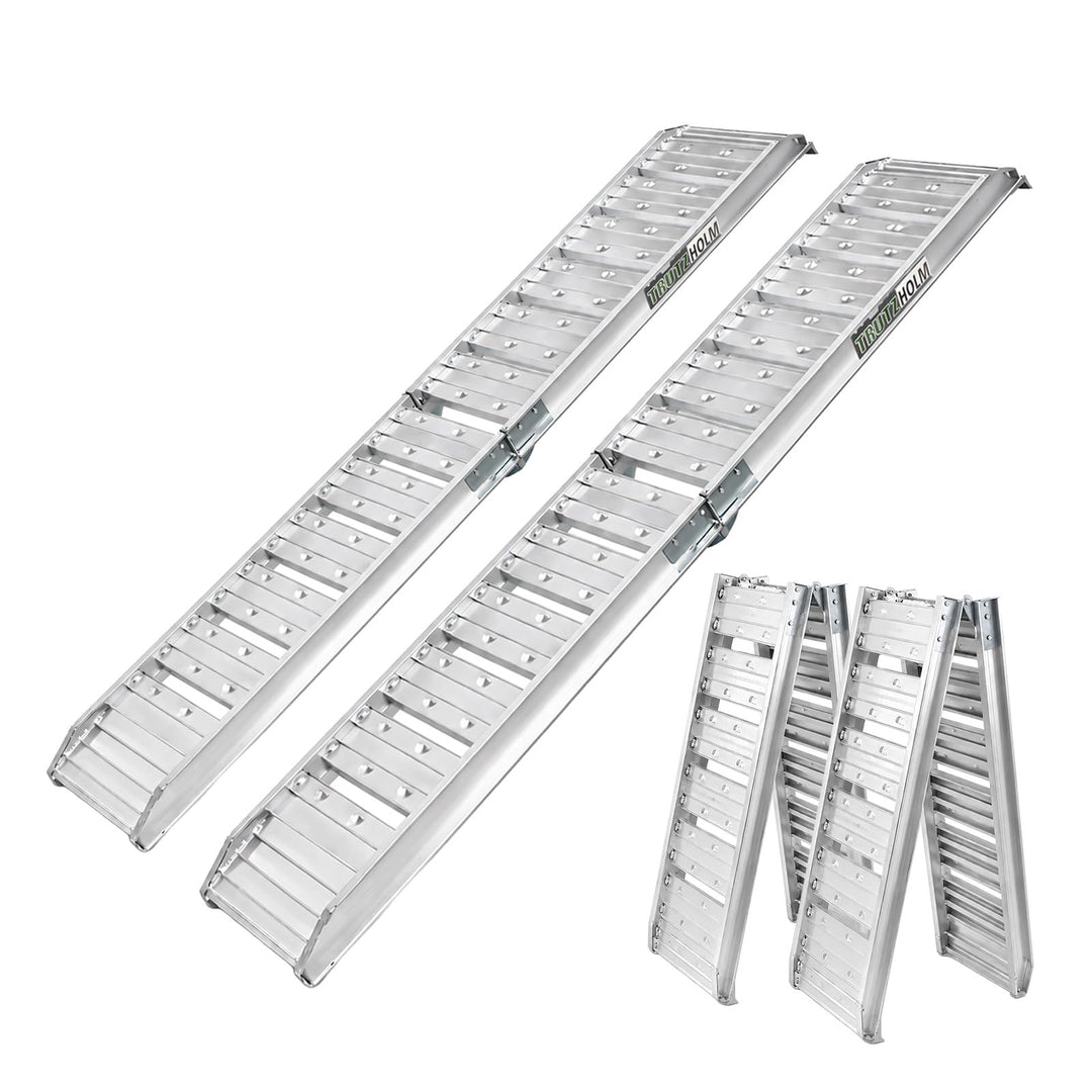 TRUTZHOLM 2 x Auffahrrampe klappbar 180 cm Traglast 400 kg Alu grau geriffelt/gelocht Verladerampe