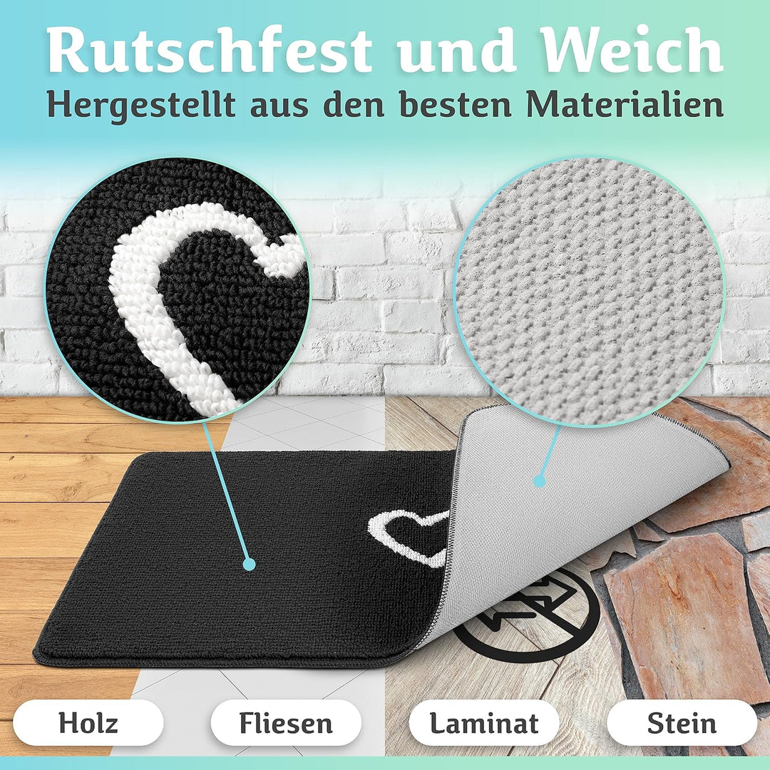 Fussmatte innen [waschmaschinenfest] in perfekter Grösse für die Haustür. Fussmatte schwarz 60x90 fu