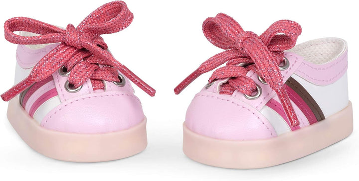 Our Generation – Schuhe für Puppen – Leuchtende Schuhe – Rosa &amp; weisse Turnschuhe – 46 cm Puppenzube