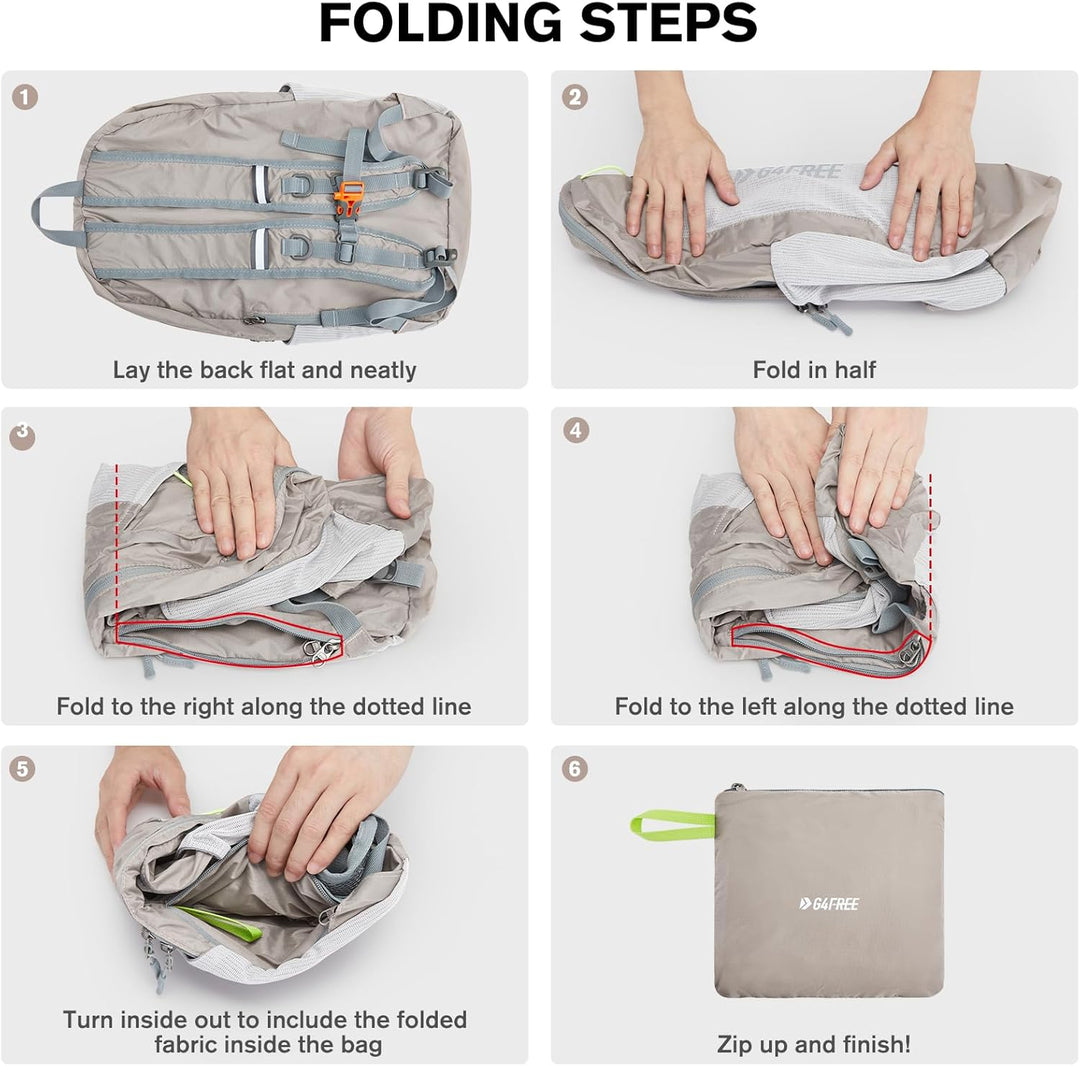 G4Free Faltbarer Leichter Rucksack 25L Unisex Tagesrucksack Kleiner Reiserucksack Wanderrucksack Tre