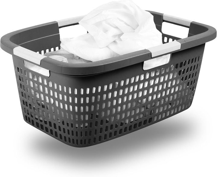 Novaliv Wäschekorb mit 4 Griffen 40L Anthrazit, Wäschebox Set Wäscheeimer Wäschebehälter für Bad Wäs