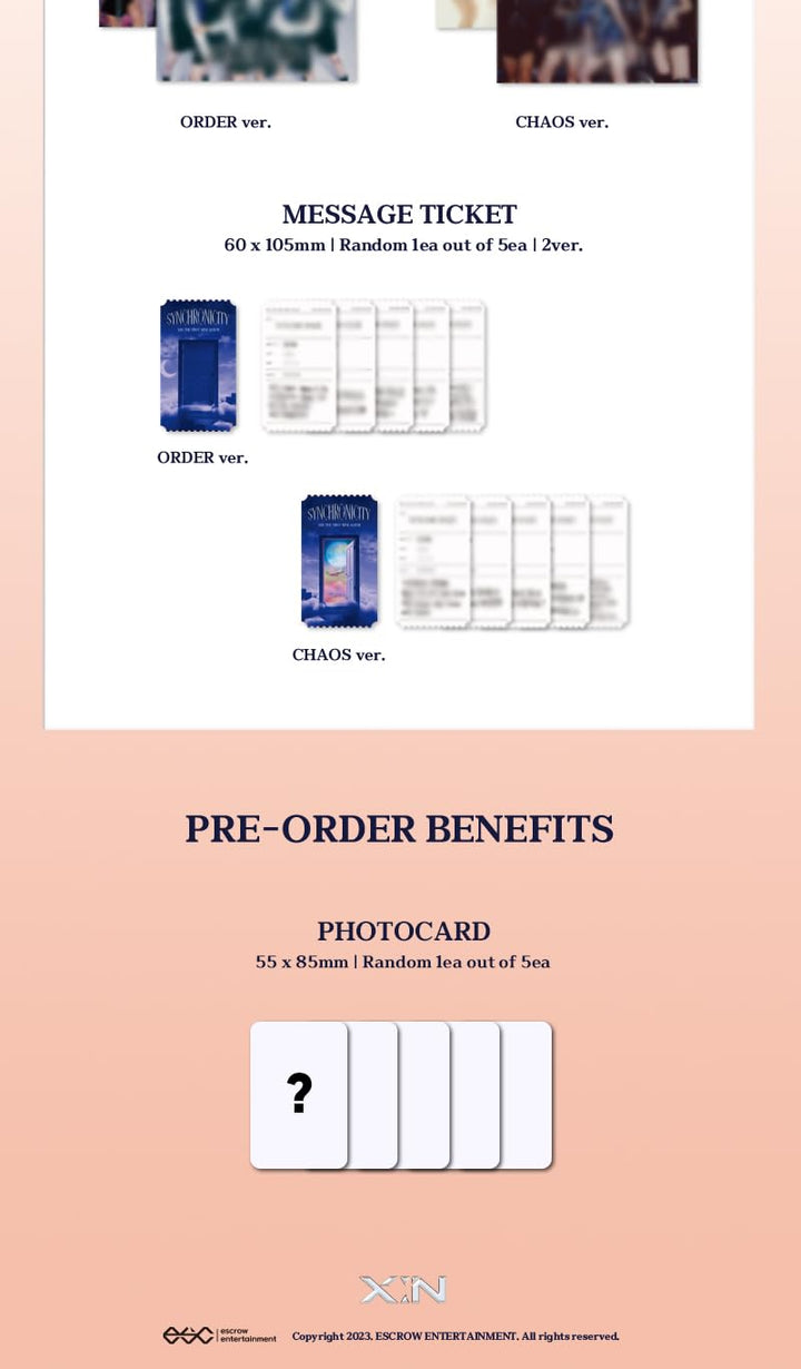 X:IN SYNCHRONICITY 1st Mini Album CD+Photobook+Photocard+Postcard+Message ticket+Tracking Sealed XIN