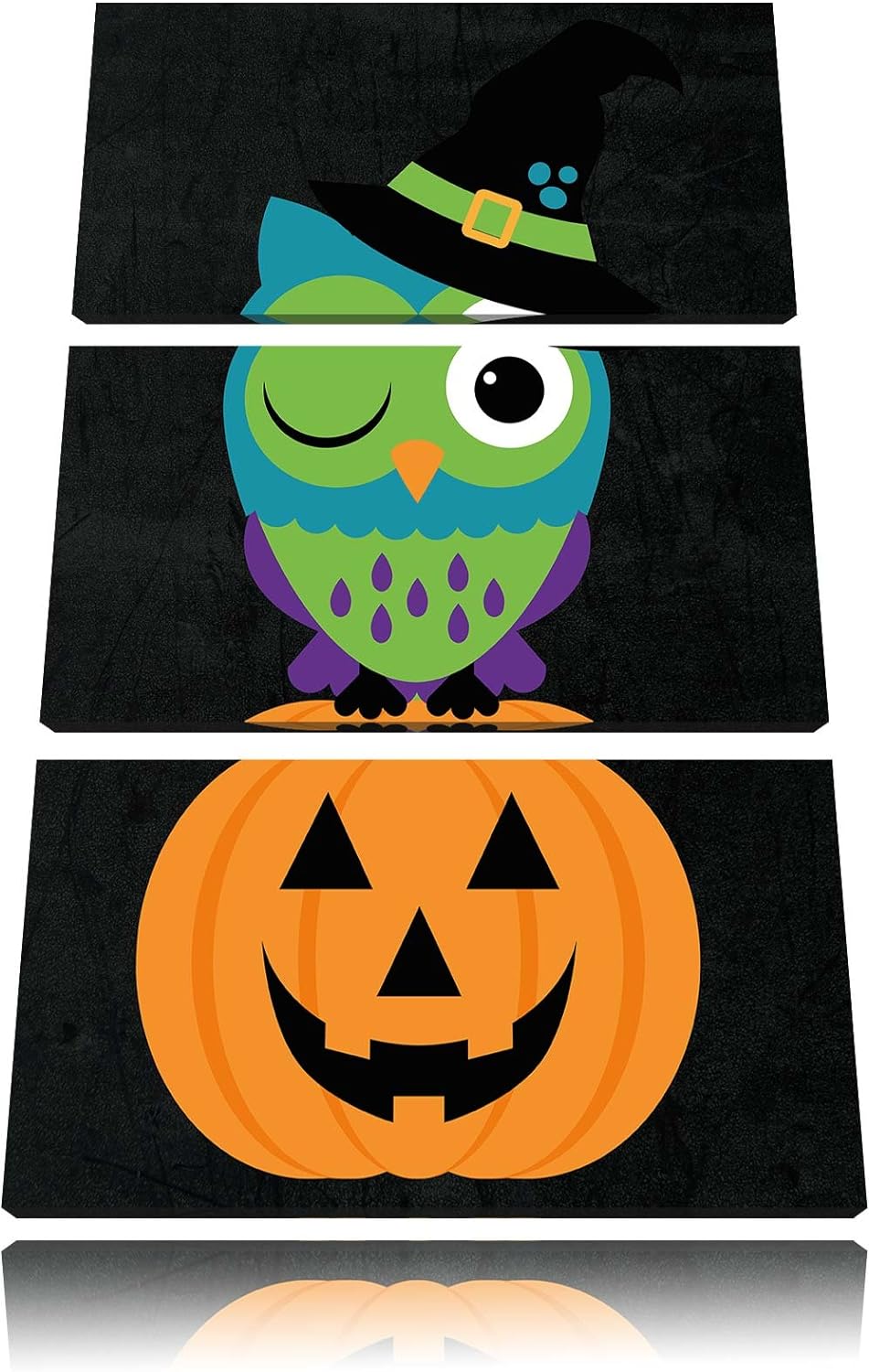 Pixxprint Lustige Hexen Eule als Leinwandbild/Grösse: 3 Teilig (120x80) cm/Wandbild/Kunstdruck/ferti