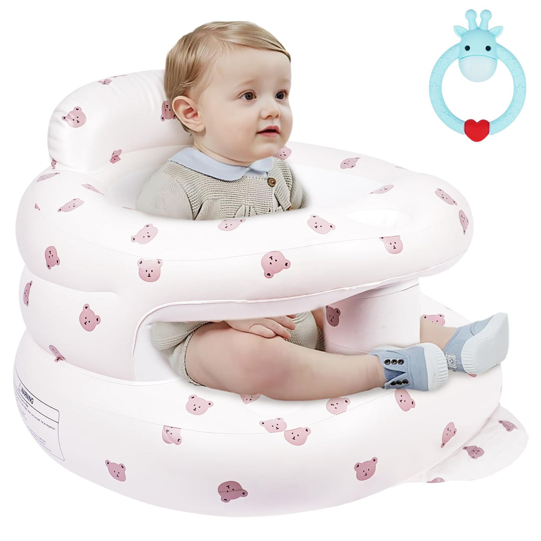 Aufblasbarer Baby-Sitz für Babys ab 3 Monaten, Bärenkopf Gross Baby-Rückenstützsofa Mit Eingebauter
