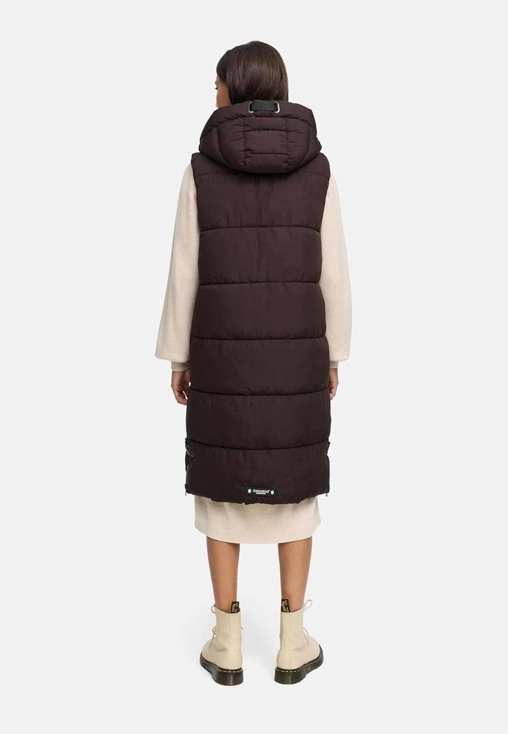 Navahoo Damen ärmellose Lange Outdoorweste warme Winterjacke Schnuffelchen XS-3XL M Choco, M Choco