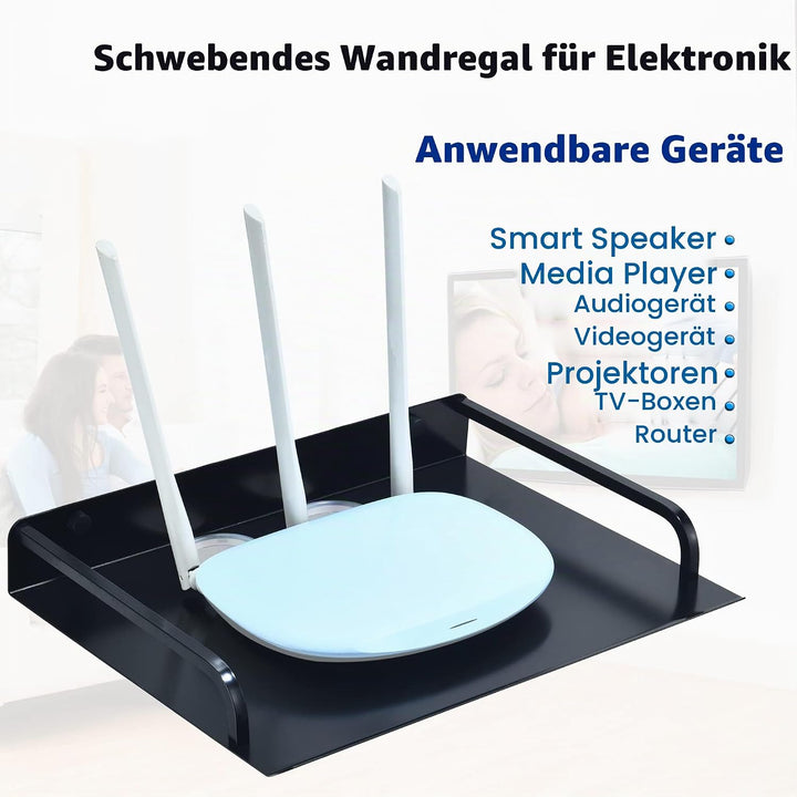 Beamer Wandhalterung, Multimedia Regal Wandregal Schwarz für TV Box, Router, Apple Tv 4k, Receiver,