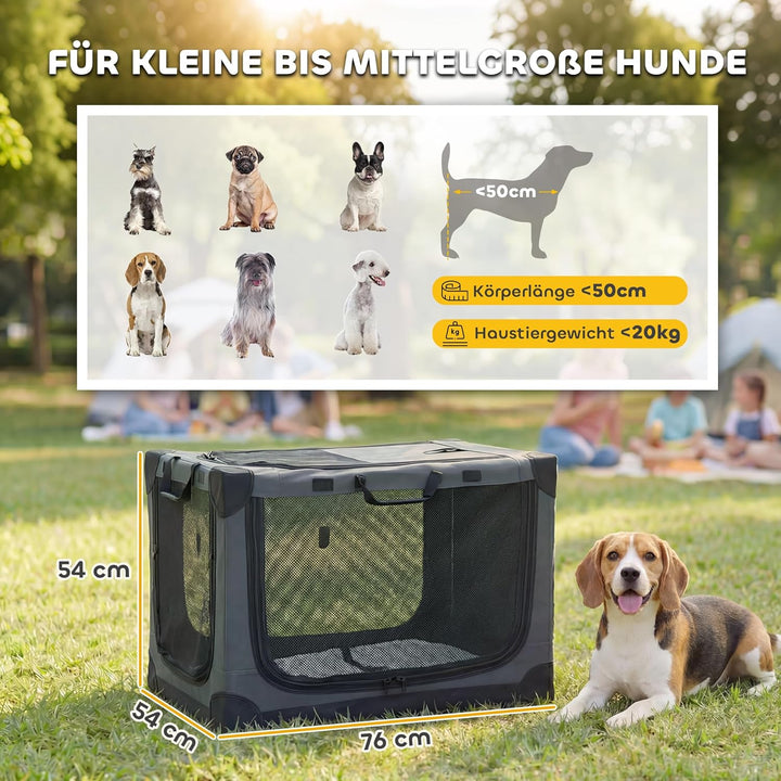 PawHut Hundebox faltbar 76x54x54cm Hundetransportbox mit Kissen abnehmbar waschbar Bezug atmungsakti