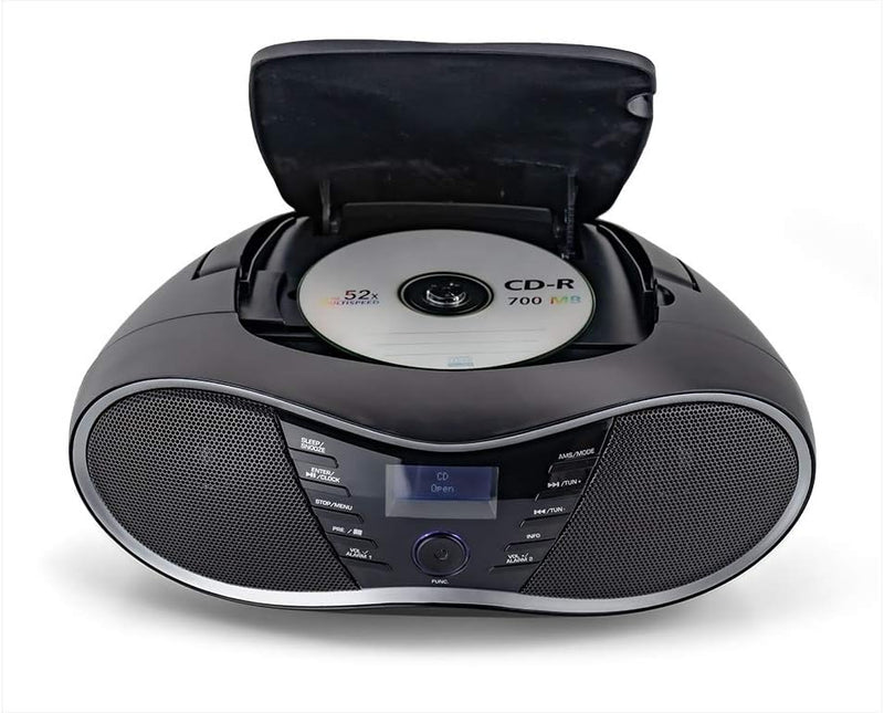 Caliber Tragbarer Radio -CD -Player - Bluetooth - DAB+ AM FM AUX - LED -Anzeige - Wecker - Kinderrad