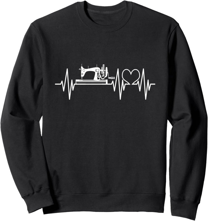 Nähmaschine Herzschlag Schneiderin Herzlinie Handarbeit Sweatshirt
