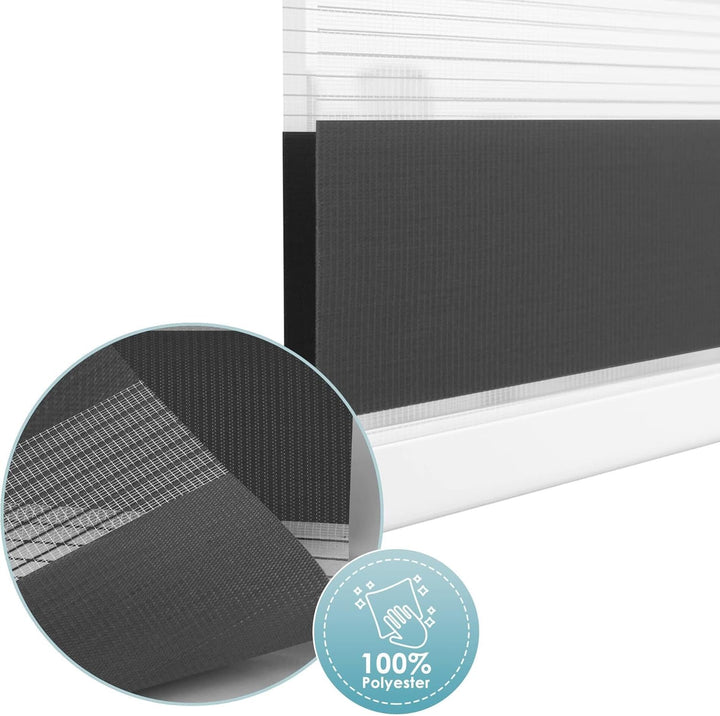 Allesin Doppelrollo schnurlos Klemmfix ohne Bohren Duo Rollos für Fenster & Tür, 100x120cm (BxH) Ant