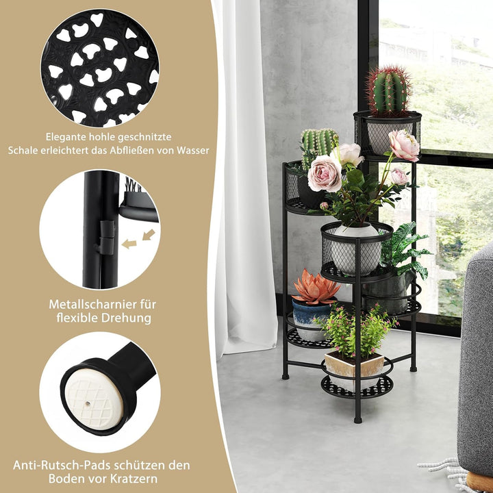 COSTWAY Pflanzenständer Metall 6 Etagen, Drehbares Design, Blumentreppe für Topfpflanzen, Blumentopf