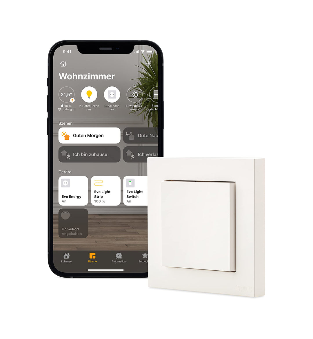 Eve Light Switch – Smarter Lichtschalter, Einfach-, Wechsel- & Kreuzschaltung, kompatibel mit Mehrfa