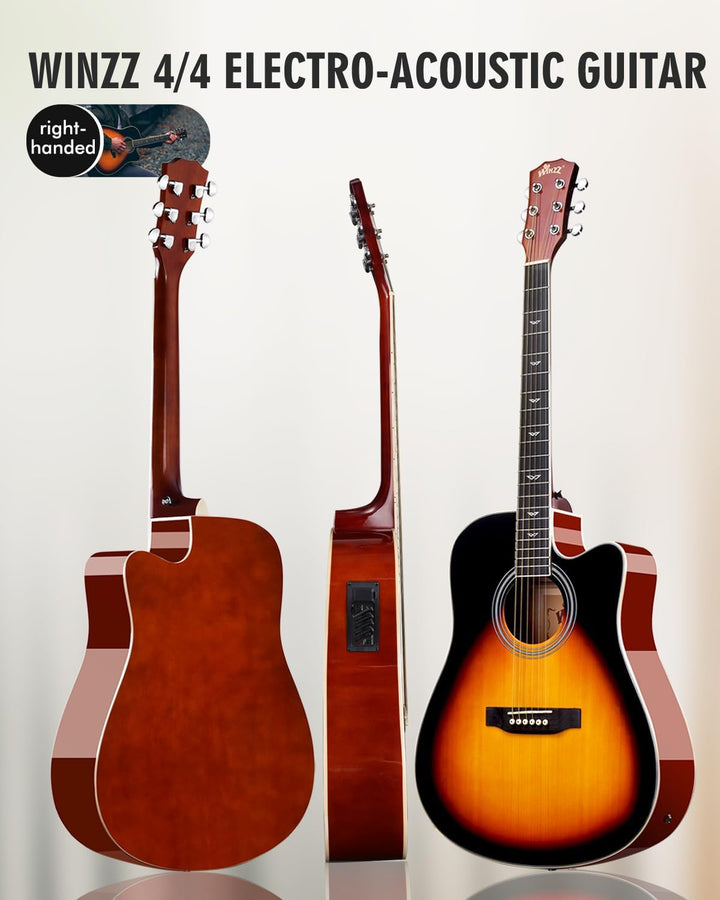 Winzz 4/4 Elektro-Akustische Gitarre, Westerngitarre Set Erwachsene Anfänger, Akustikgitarre 41 Zoll