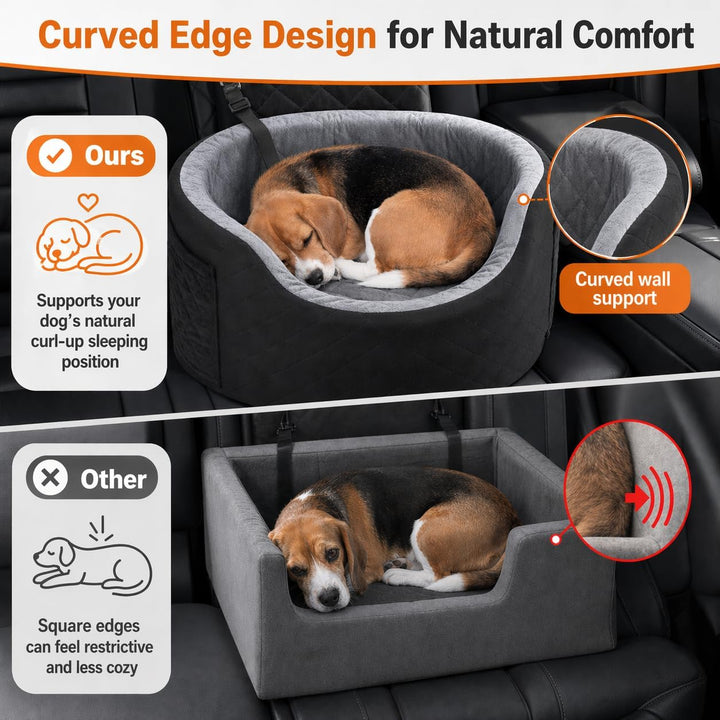 Hundeautositz für kleine Hunde – Schwarzer Booster Autositz mit 28D Memory Foam, Rutschfester Wasser
