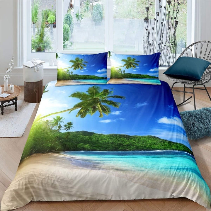 Loussiesd Hawaiian Strand Bettwäsche Set 135x200cm Ozean Meer Bedrucktes Bettbezug Set für Kinder Pa