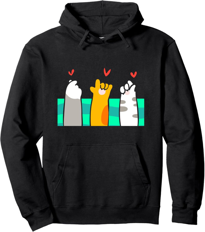 Pfote Herz Liebe Katze Katzenpfoten Miau Mieze Kitty Pullover Hoodie