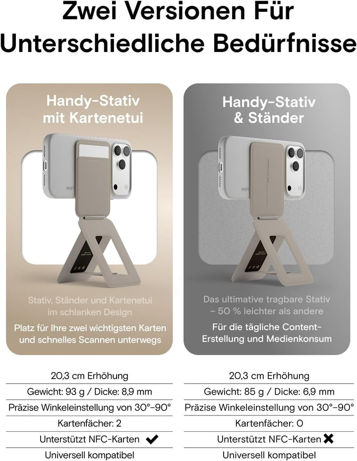 MOFT Handy Stativ für Smartphone, [Ultra Dünn &amp; Tragbar] Faltebar MOVAS Veganes Leder Stativ für Mag