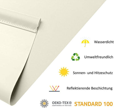 OBdeco Verdunkelungsrollo Thermorollo 70x210cm Crème ohne Bohren mit gleichfarbige Beschichtung Oeko