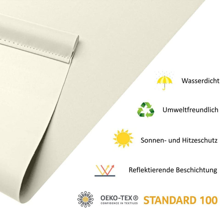 OBdeco Verdunkelungsrollo Thermorollo 100x160cm Crème ohne Bohren mit gleichfarbige Beschichtung Oek