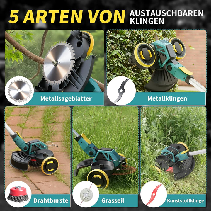 Rasentrimmer mit Akku, 21V Akku Rasentrimmer für Makita Akku, Rasentrimmer mit Unkrautbürste, 2 * 4.