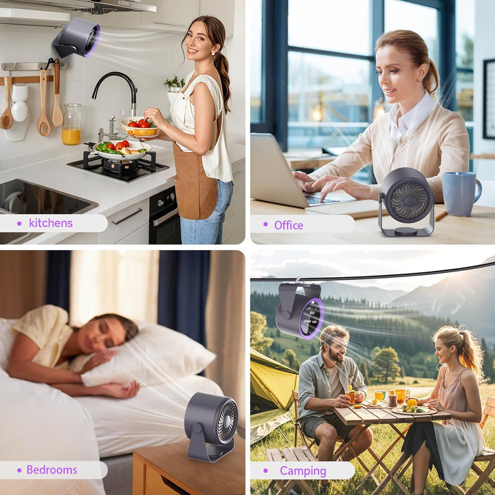Wiederaufladbarer USB-Schreibtischventilator mit Digitalanzeige, 5-stufiger ultraleiser Tischventila